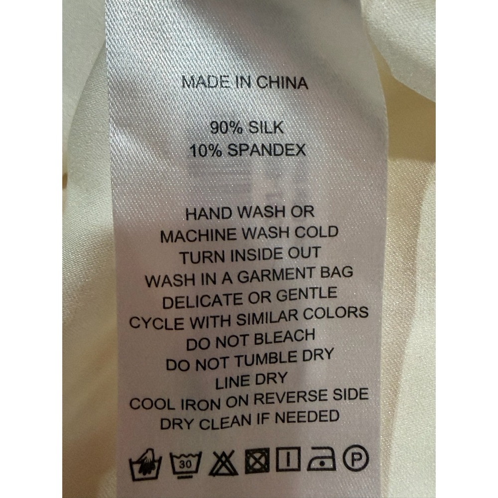Quince Cream Silk Blend Button-Front Blouse, Small, GUC, Casual Chic - Picture 5 of 5